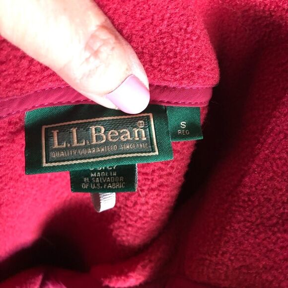 LL Bean Women’s Vintage 1/4 Snap Fleece Pullover Sweater Pockets Pop of Red - S - Picture 11 of 12